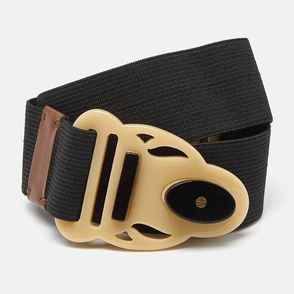 Marni Black Elastic Bank Waist Belt 70Cm